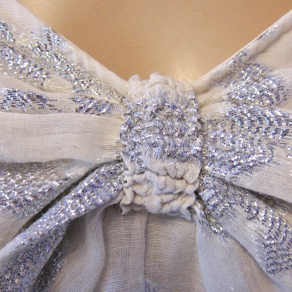 IRO ORTI Gorgeous silver/ecru silk linen cropped COCKTAIL PARTY TOP NWT $595 - Picture 9 of 11